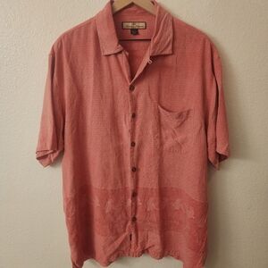 Tommy Bahama 100% Silk Hawaiian Hula Dancers Button-down Shirt Mens Large